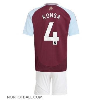Billige Fotballdrakt Aston Villa Ezri Konsa #4 Replika Hjemmedraktsett Barn 2024-25 Kortermet (med bukser)